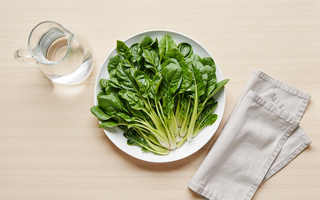 Świeże składniki i woda na stole